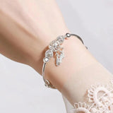 Adjustable Silver Three-Leaf Locket Bracelet