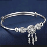 Adjustable Silver Three-Leaf Locket Bracelet