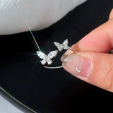 Adjustable Ring with Shimmering Butterfly in Silver