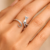 Adjustable Ring with Silver Stone
