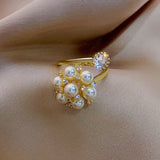 Adjustable Ring with Charming Pearls