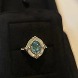 Adjustable Retro Silver Ring with Amazonite