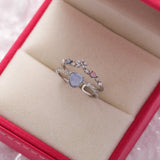 Adjustable Silver Ring with Blue Stone