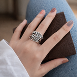 Adjustable Layered Silver Ring
