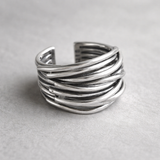 Adjustable Layered Silver Ring