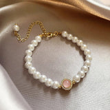 Retro Bracelet with Pearls & Rose Quartz