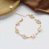 Retro Bracelet with Daisies & White Flowers