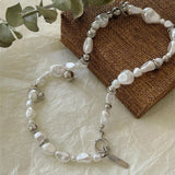 Retro Necklace with Pearls & Silver Beads