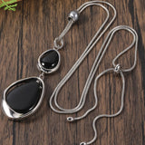 Retro Necklace with Pendant & Black Stone