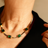 Retro Necklace with Green Zircon