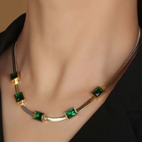 Retro Necklace with Green Zircon