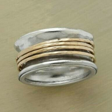Retro Ring Gold Thread in Silver