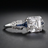 Retro Ring in Blue & Silver Tone