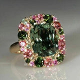 Retro Ring in Green & Rose Gold