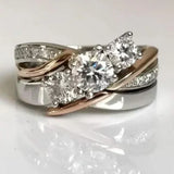 Retro Ring in Gold & Silver with Zircon