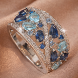 Retro Ring with Blue Zircon