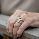 Retro Ring with Blue Crystals