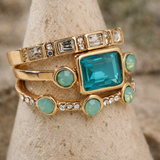 Retro Ring with Blue Crystals