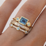 Retro Ring with Blue Crystals
