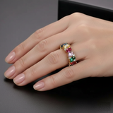 Retro Ring with Multicolor Cubic Zirconia