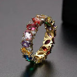 Retro Ring with Multicolor Cubic Zirconia