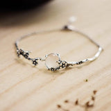Retro Silver Floral Branch Bracelet