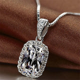 Retro Silver Cushion-Shaped Crystal Pendant