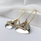 Retro Silver Triangular Drop Earrings with Rounded Hook