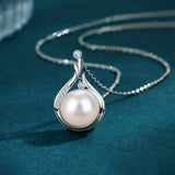 Retro Silver Necklace with Drop Pearls