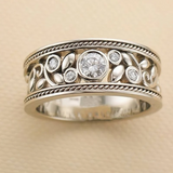 Retro Silver Ring with Zircon