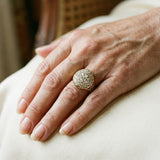 Retro Silver Ring with Red Stone & Diamond