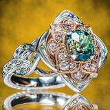 Retro Silver Ring with Bright Flower