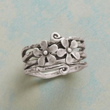 Retro Silver Ring with Flowers