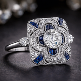Retro Silver Ring with Blue Zircon