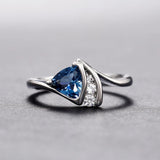 Retro Silver Ring with Blue Triangular Stone
