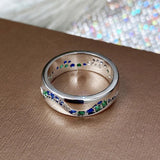Retro Silver Ring with Blue & Green Stones
