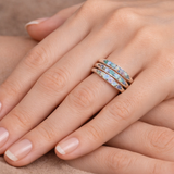 Retro Silver Ring with Layered Blue Stones