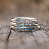Retro Silver Ring with Layered Blue Stones
