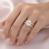 Retro Set of Shimmering Rings with Zircon