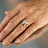 Retro Set of Gold Rings with Zircon
