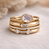 Retro Set of Gold Rings with Zircon
