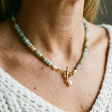 Retro Gold Necklace with Stone