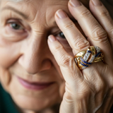 Retro Gold Ring with Blue Cubic Zirconia