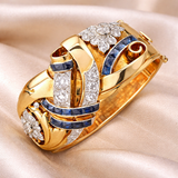 Retro Gold Ring with Blue Cubic Zirconia