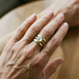 Retro Gold Ring with Embedded Moonstones