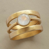 Retro Gold Ring with Embedded Moonstones