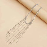 Silver Pendant with Tassels & Drop Crystals