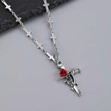 Silver Pendant with Rose