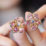 Silver Earrings with Colorful Cubic Zirconia