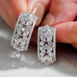Silver Rectangular Earrings with Shine